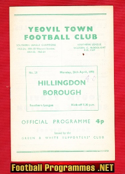 Yeovil Town v Hillingdon Borough 1971 – Multi Autographed