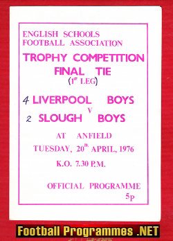 Liverpool Boys v Slough Boys 1976 – English Schoolboys