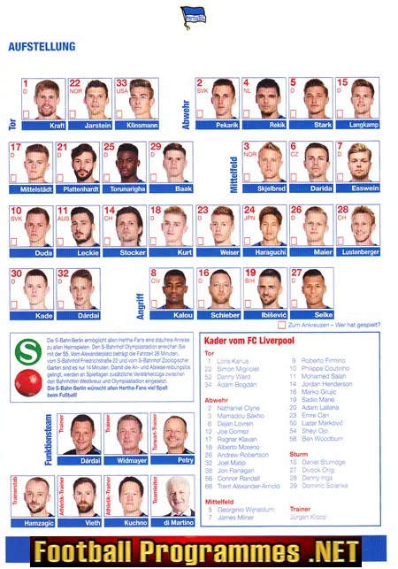 Wir Herthaner v Liverpool 2017 - Germany