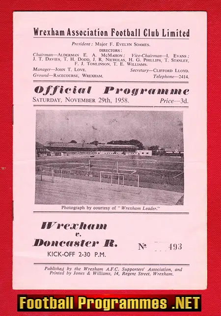 Wrexham v Doncaster Rovers 1958
