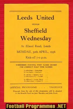 Leeds United v Sheffield Wednesday 1956 – Elland Road Friendly