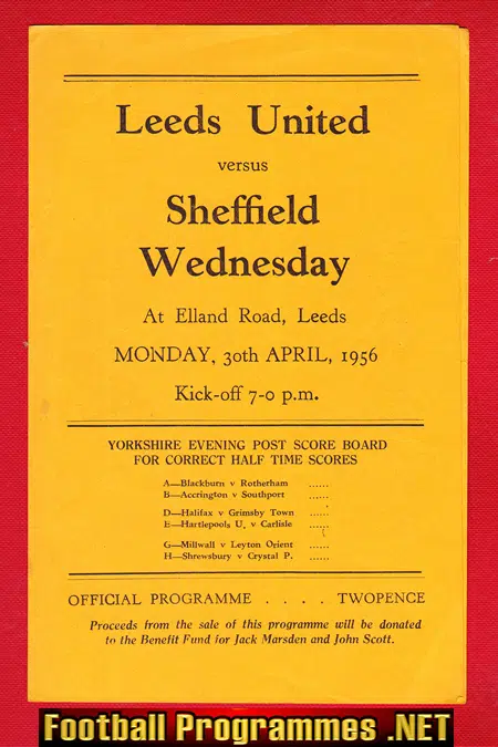 Leeds United v Sheffield Wednesday 1956 – Elland Road Friendly