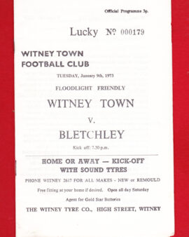 Witney Town v Bletchley 1973 – Floodlight Friendly Match