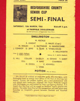 Shillington v Potton 1965 – Bedfordshire Senior Cup Semi Final