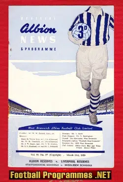 West Bromwich Albion v Liverpool 1959 - Reserves Match