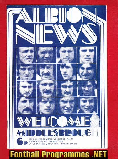 West Bromwich Albion v Middlesbrough 1974