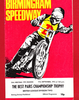 Birmingham Speedway Best Pairs Championship Trophy 1973