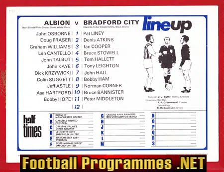 West Bromwich Albion v Bradford City 1969