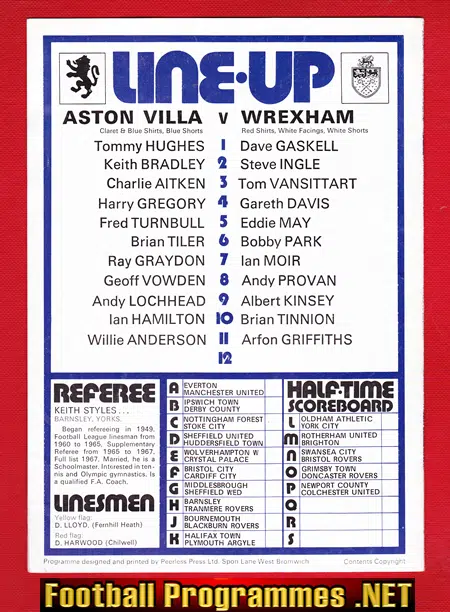 West Bromwich Albion v Wrexham 1971