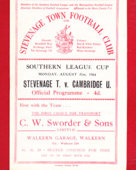 Stevenage Town v Cambridge United 1964