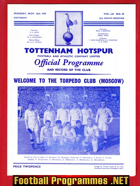 Tottenham Hotspur v Torpedo Moscow 1959