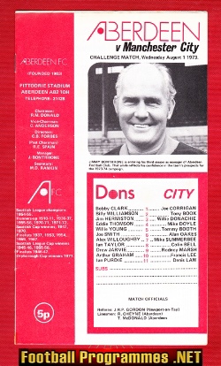 Aberdeen v Manchester City 1973 – Pre Season Friendly Match