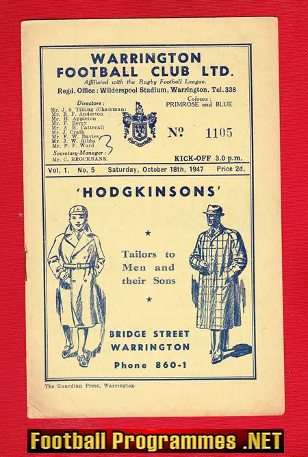 Warrington Rugby v Leeds 1947