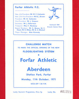 Forfar Athletic v Aberdeen 1971 – Opening Of The Floodlights