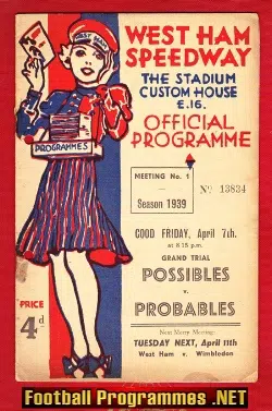 West Ham Speedway – Possibles v Probables 1939 – 1930s