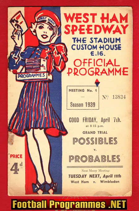West Ham Speedway – Possibles v Probables 1939 – 1930s