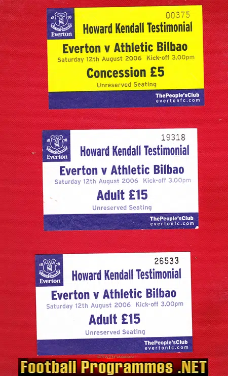 Howard Kendall Testimonial Benefit Match Everton 2006 + Tickets