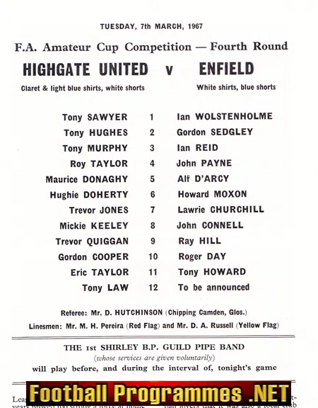 Highgate United v Enfield 1967 - Amateur Cup 4th Round