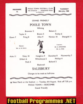 Poole Town v Salisbury 1968 – Grand Friendly Match