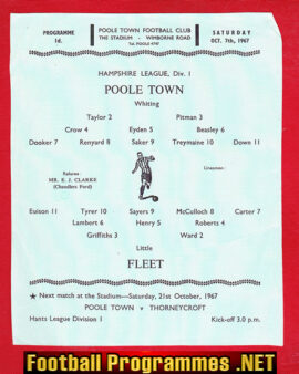 Poole Town v Fleet 1967 – Hampshire League