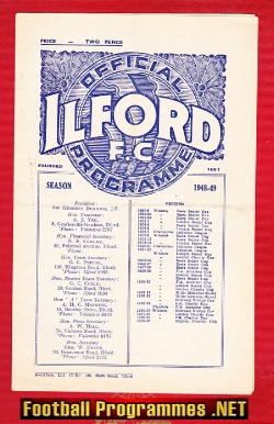 Ilford v Chingford Town 1948 – 1940s Match Programme