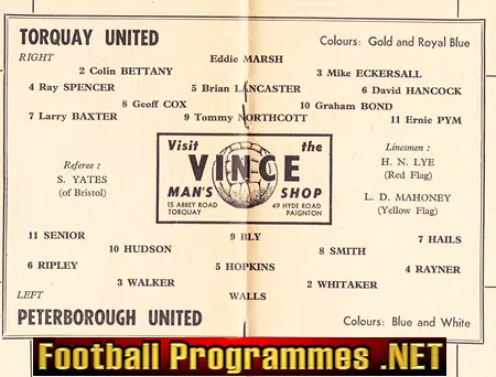Torquay United v Peterborough United 1961
