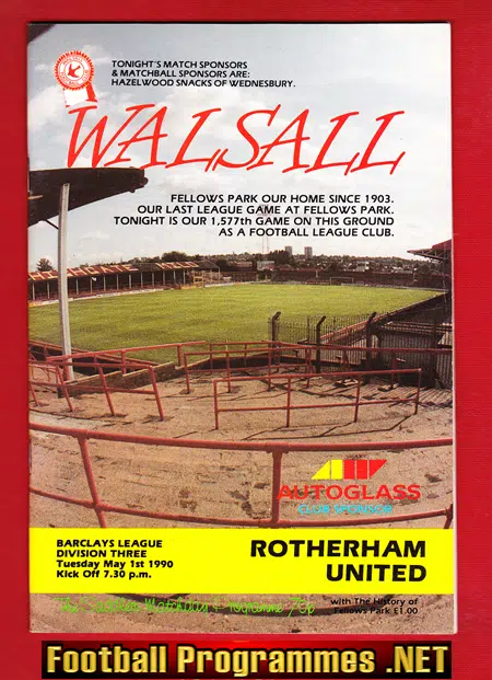 Walsall v Rotherham United 1990 – Last at Fellows Park – V2