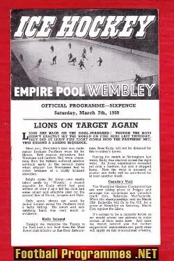 Wembley Ice Hockey v Brighton 1959