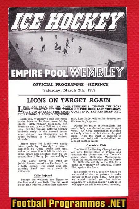 Wembley Ice Hockey v Brighton 1959
