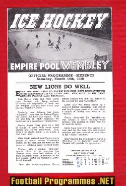 Wembley Ice Hockey v Nottingham 1959