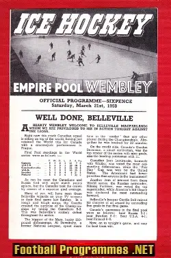 Wembley Ice Hockey v Canada 1959