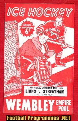 Wembley Ice Hockey v Streatham 1959 – Autumn Cup