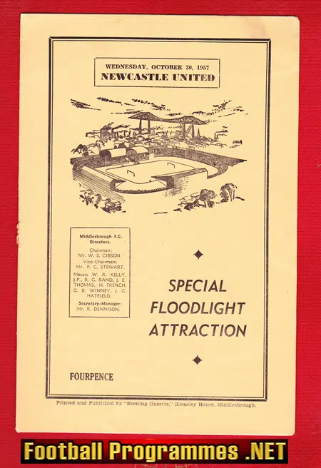 Middlesbrough v Newcastle United 1957 – Floodlight Special