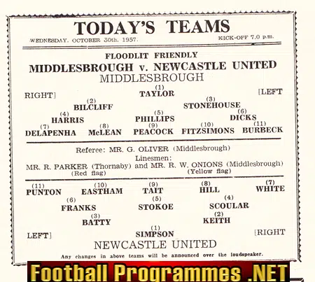 Middlesbrough v Newcastle United 1957 - Floodlight Special