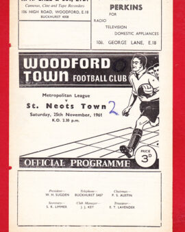 Woodford Town v St Neots Town 1961 – Essex Senior Cup