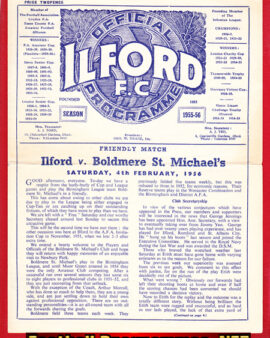Ilford v Boldmere St Michaels 1956 – Friendly Game