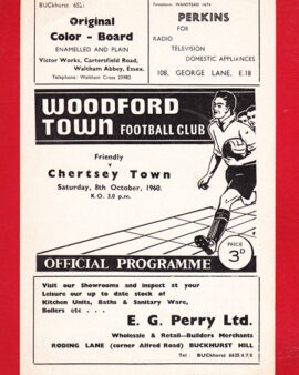 Woodford Town v Chertsey Town 1960 – Friendly Match