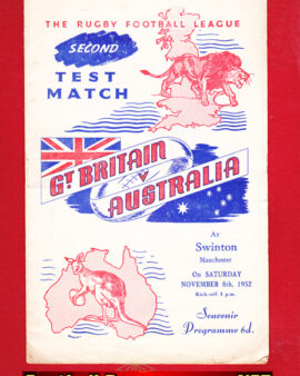 Great Britain Rugby v Australia 1952 – Test Match at Swinton