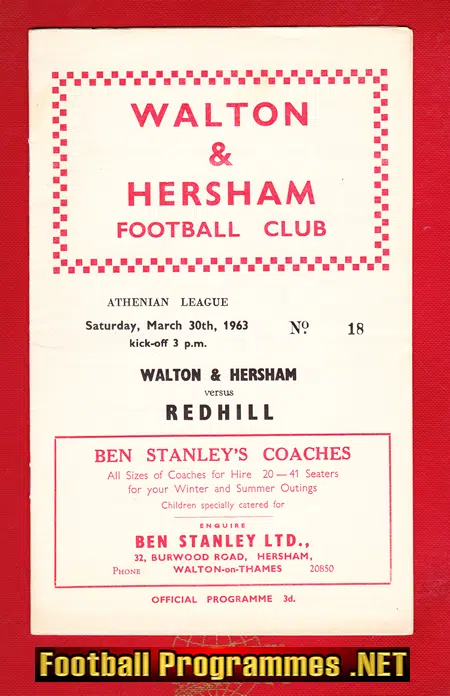 Walton Hersham v Redhill 1963