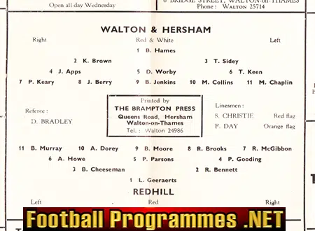 Walton Hersham v Redhill 1963