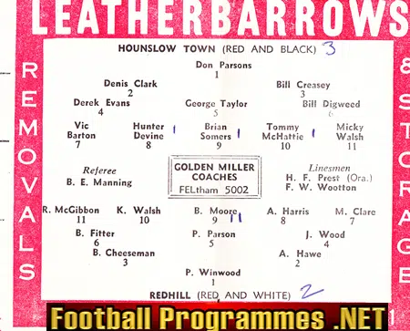 Hounslow Town v Redhill 1962