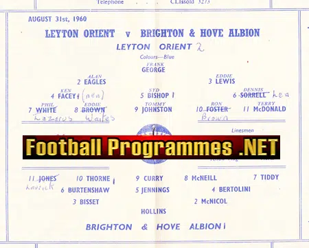 Leyton Orient v Brighton 1960