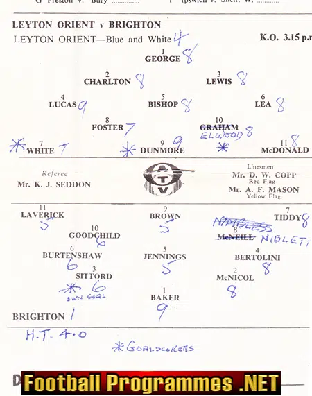 Leyton Orient v Brighton 1961