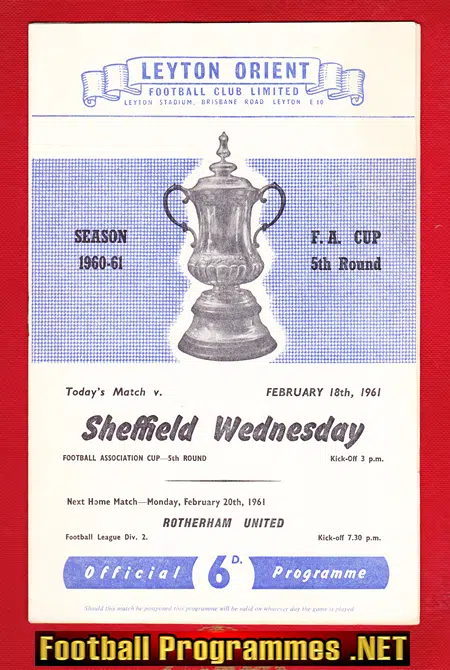 Leyton Orient v Sheffield Wednesday 1961 - 5th round FA Cup