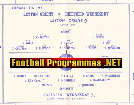 Leyton Orient v Sheffield Wednesday 1961 - 5th round FA Cup