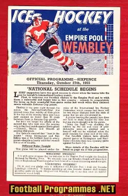 Wembley Ice Hockey v Sweden 1955