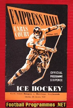 Earls Court Rangers Ice Hockey v Harringay 1949