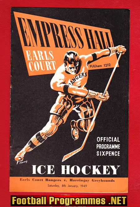 Earls Court Rangers Ice Hockey v Harringay 1949