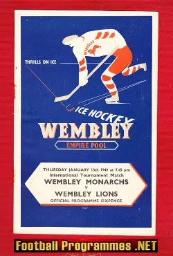 Wembley Monarchs Ice Hockey v Wembley Lions 1949