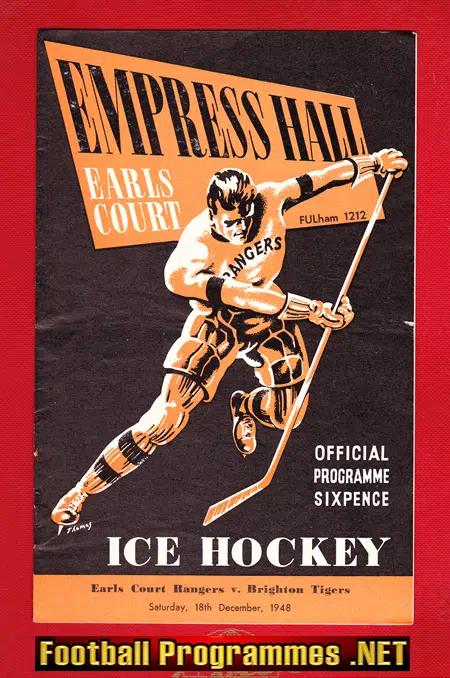 Earls Court Rangers Ice Hockey v Brighton Tigers 1948